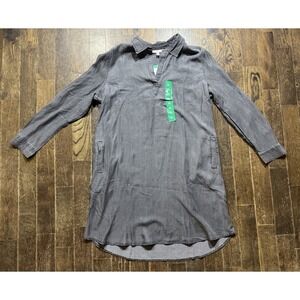 Como Vintage Long Sleeve Roll Tab Shirt Dress‎ Women's Size XL Black Denim NWT